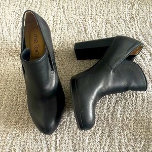 Black leather booties
